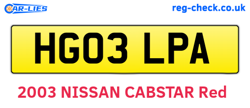 HG03LPA are the vehicle registration plates.