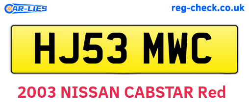 HJ53MWC are the vehicle registration plates.