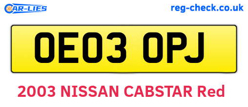 OE03OPJ are the vehicle registration plates.