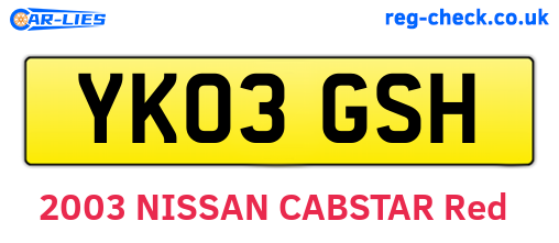 YK03GSH are the vehicle registration plates.