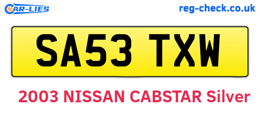 SA53TXW are the vehicle registration plates.