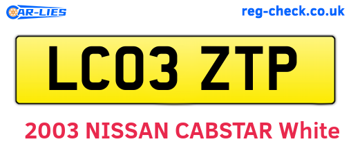 LC03ZTP are the vehicle registration plates.