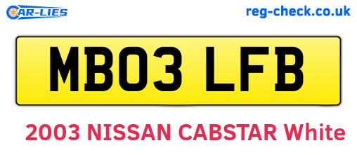 MB03LFB are the vehicle registration plates.