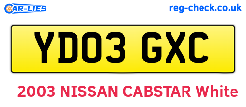 YD03GXC are the vehicle registration plates.