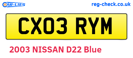 CX03RYM are the vehicle registration plates.