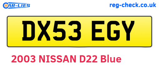 DX53EGY are the vehicle registration plates.