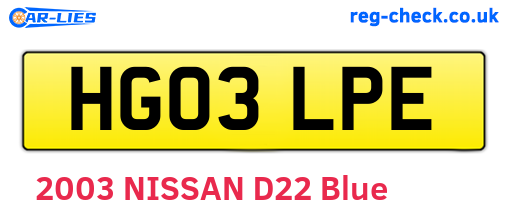 HG03LPE are the vehicle registration plates.