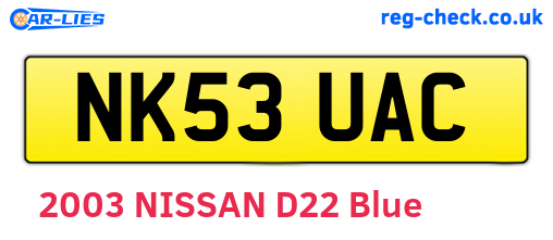 NK53UAC are the vehicle registration plates.