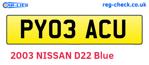 PY03ACU are the vehicle registration plates.