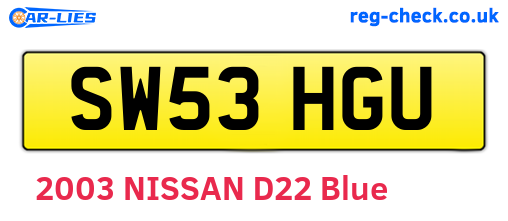 SW53HGU are the vehicle registration plates.