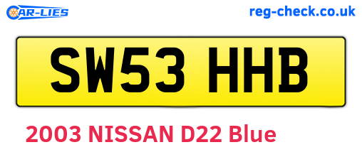 SW53HHB are the vehicle registration plates.