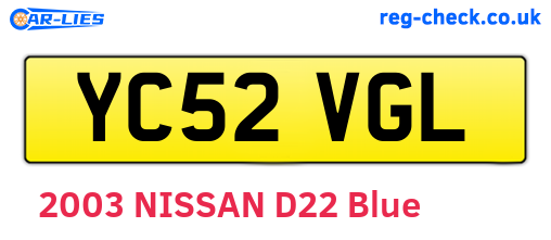 YC52VGL are the vehicle registration plates.