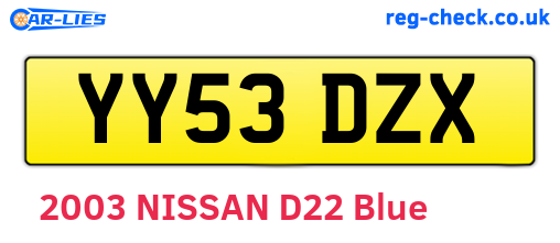 YY53DZX are the vehicle registration plates.