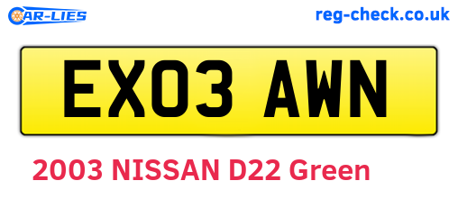 EX03AWN are the vehicle registration plates.