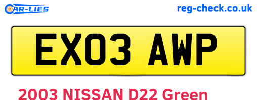 EX03AWP are the vehicle registration plates.