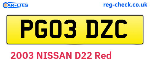PG03DZC are the vehicle registration plates.