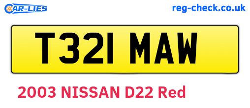 T321MAW are the vehicle registration plates.