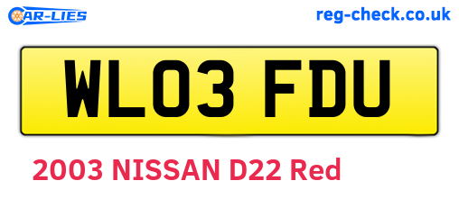 WL03FDU are the vehicle registration plates.