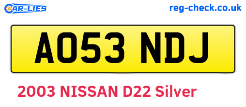 AO53NDJ are the vehicle registration plates.