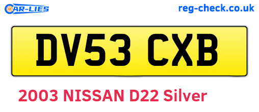 DV53CXB are the vehicle registration plates.