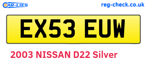 EX53EUW are the vehicle registration plates.