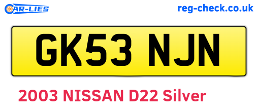 GK53NJN are the vehicle registration plates.