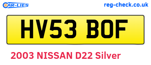 HV53BOF are the vehicle registration plates.