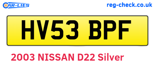 HV53BPF are the vehicle registration plates.