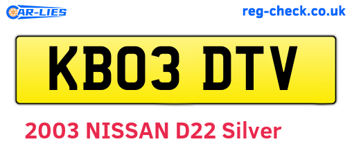KB03DTV are the vehicle registration plates.