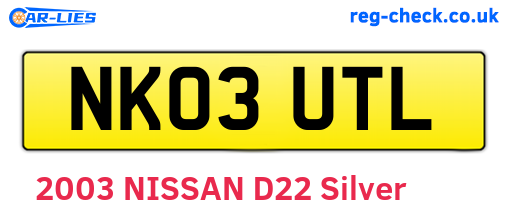 NK03UTL are the vehicle registration plates.