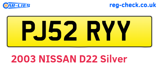 PJ52RYY are the vehicle registration plates.