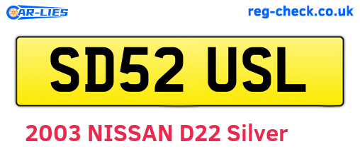 SD52USL are the vehicle registration plates.