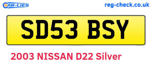 SD53BSY are the vehicle registration plates.