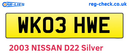 WK03HWE are the vehicle registration plates.