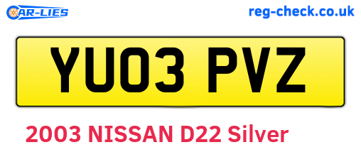 YU03PVZ are the vehicle registration plates.