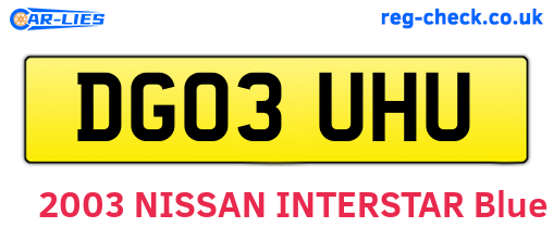 DG03UHU are the vehicle registration plates.