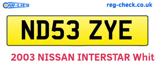 ND53ZYE are the vehicle registration plates.