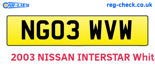 NG03WVW are the vehicle registration plates.