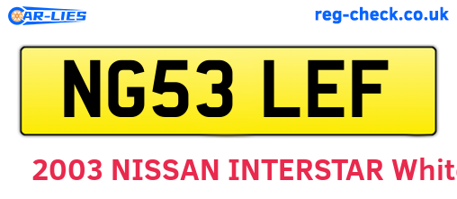 NG53LEF are the vehicle registration plates.