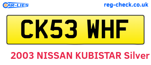 CK53WHF are the vehicle registration plates.