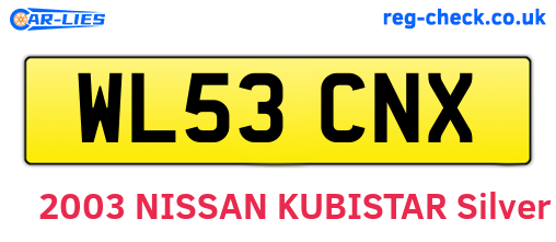 WL53CNX are the vehicle registration plates.