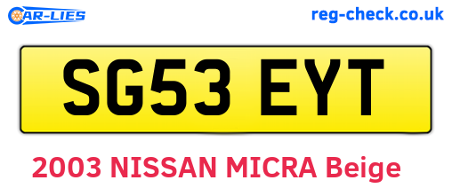 SG53EYT are the vehicle registration plates.