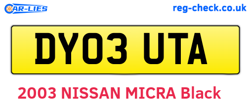 DY03UTA are the vehicle registration plates.