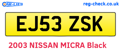 EJ53ZSK are the vehicle registration plates.