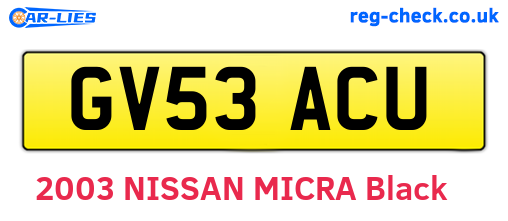 GV53ACU are the vehicle registration plates.