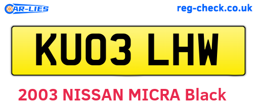 KU03LHW are the vehicle registration plates.