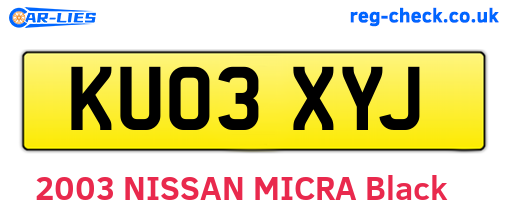 KU03XYJ are the vehicle registration plates.