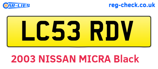 LC53RDV are the vehicle registration plates.