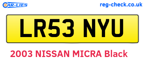 LR53NYU are the vehicle registration plates.