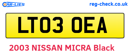 LT03OEA are the vehicle registration plates.